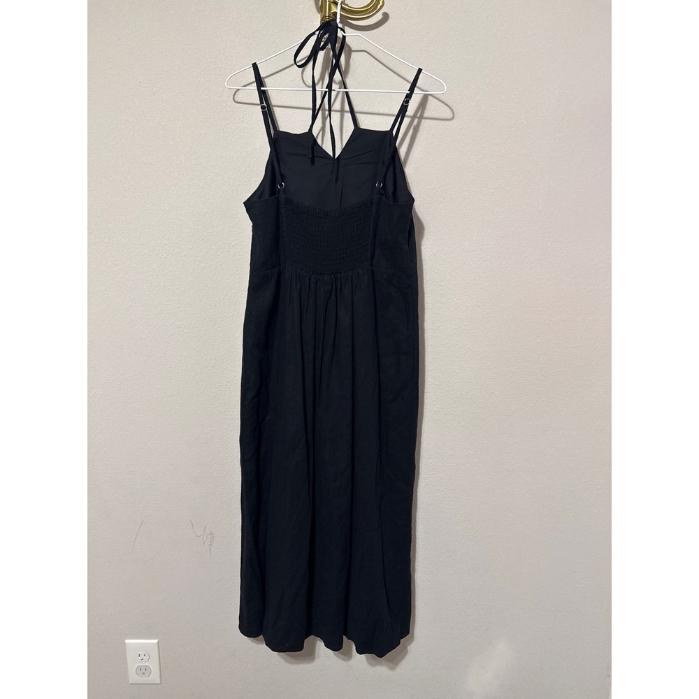 Universal Thread Midi Dress Womens Sz Medium Black Linen Blend Halter Lagenlook - Picture 4 of 8